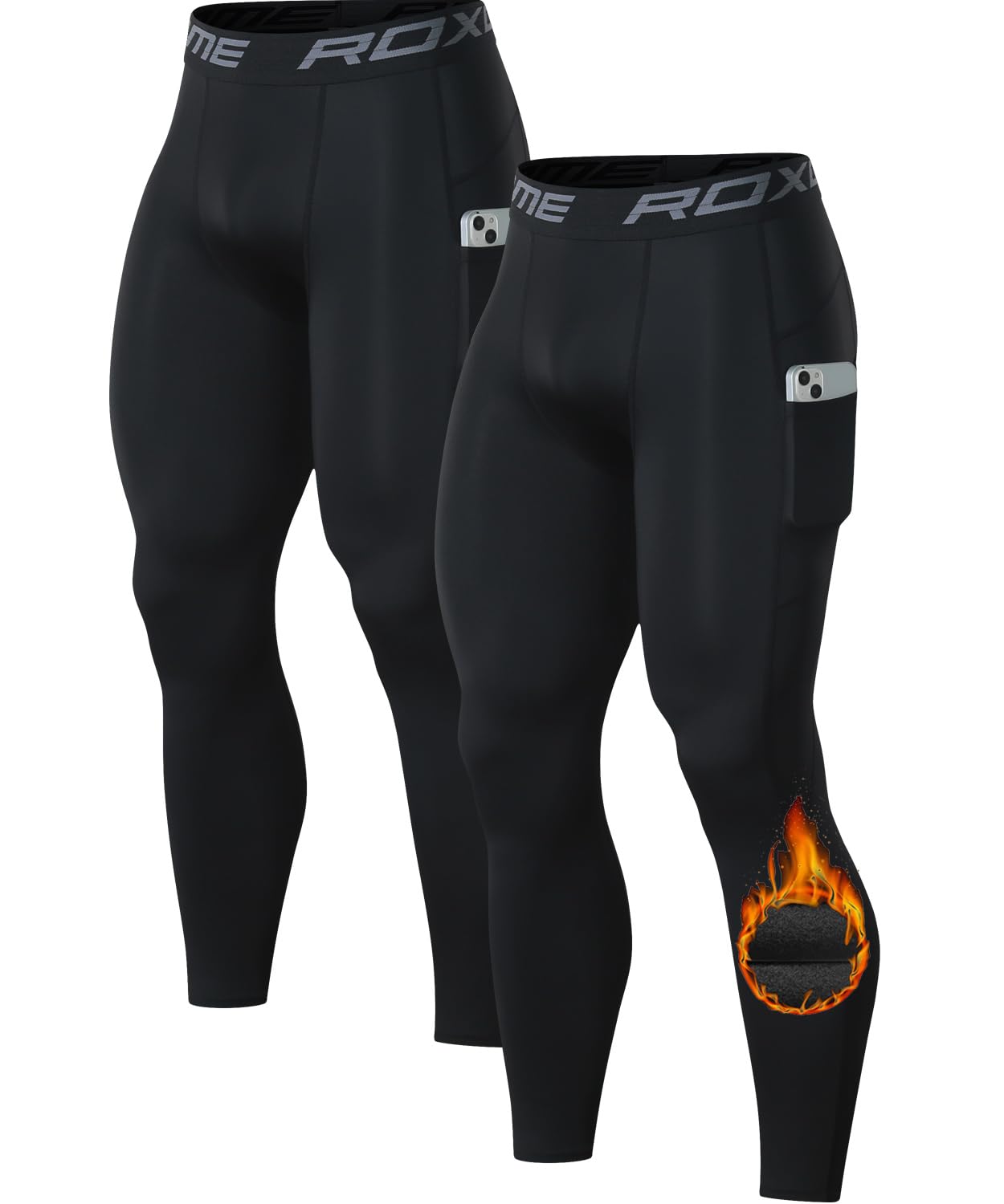 2 Pack Men's 3/4 One Leg Compression Pants