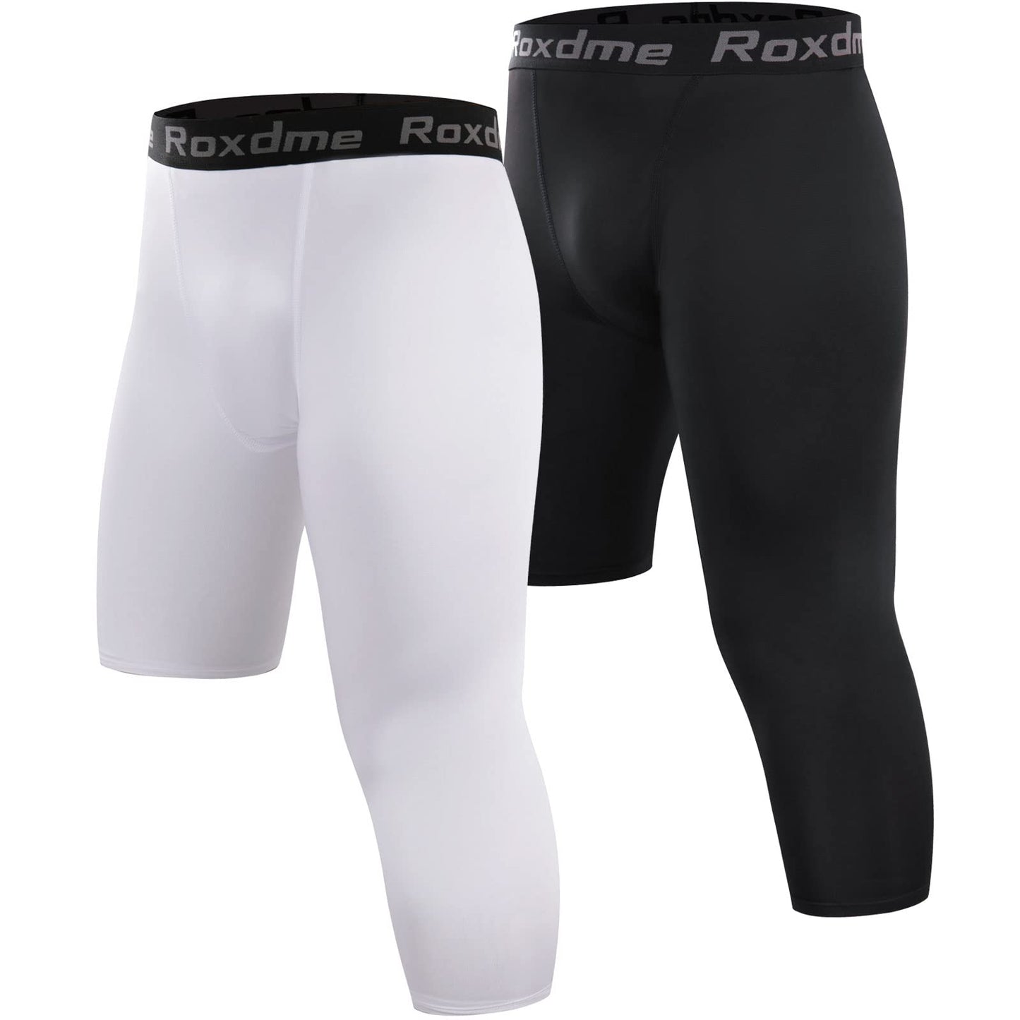 2 Pack Men's 3/4 One Leg Compression Pants