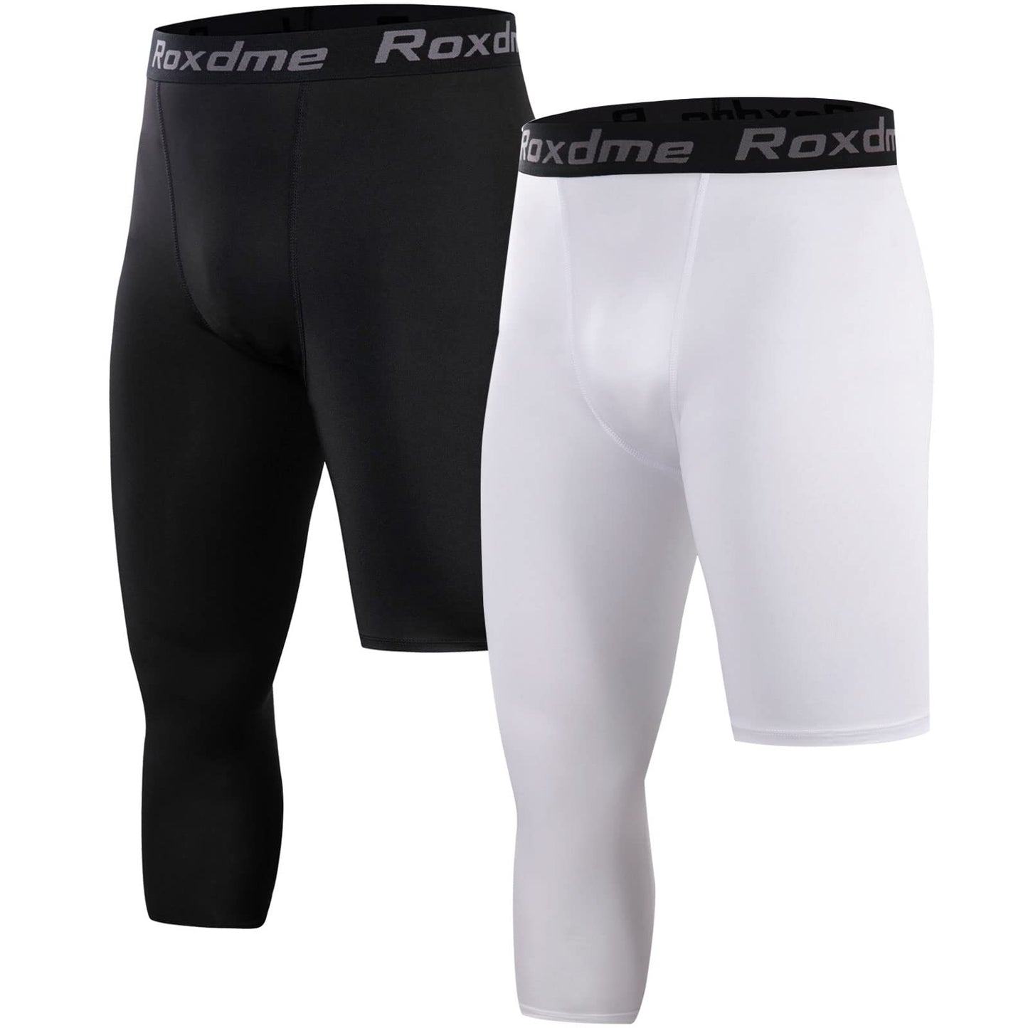 2 Pack Men's 3/4 One Leg Compression Pants