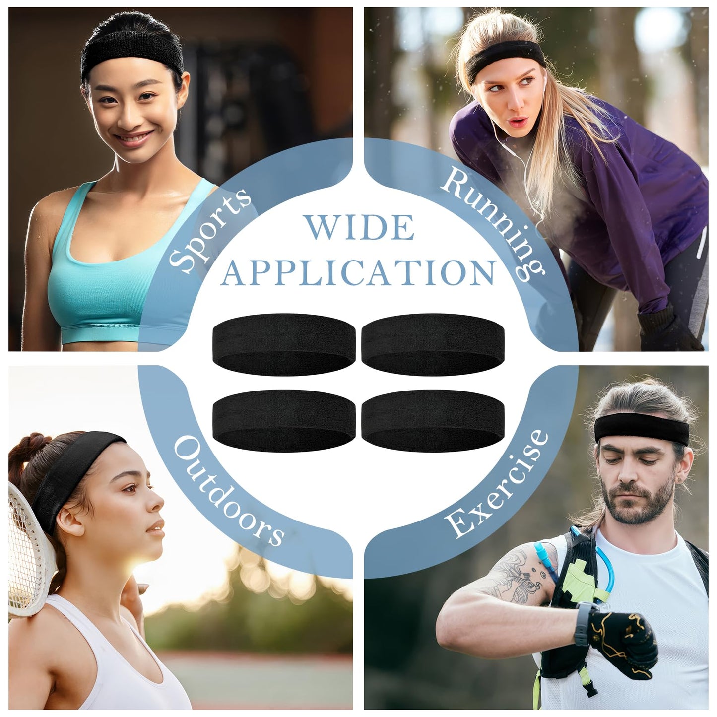 4 Pack Headbands for Men