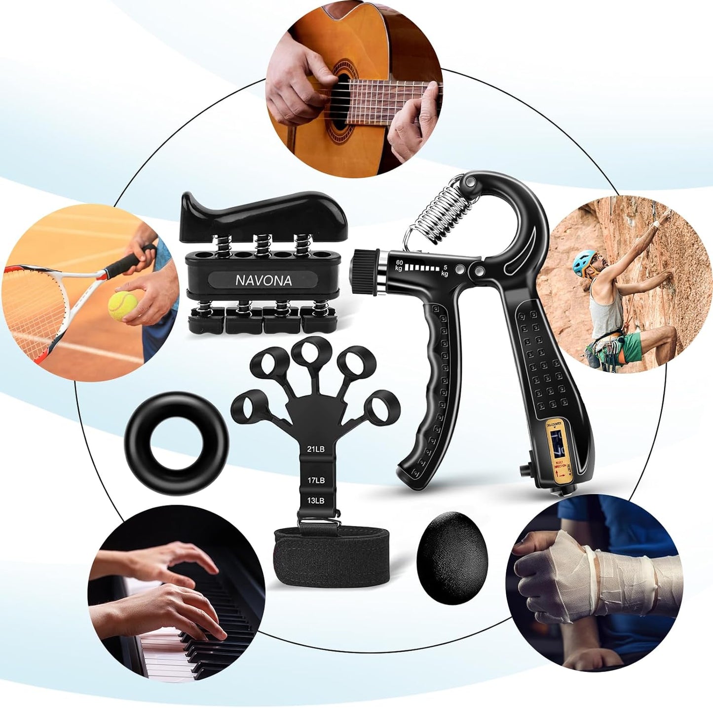 5 PCS Grip Strength Trainer Kit