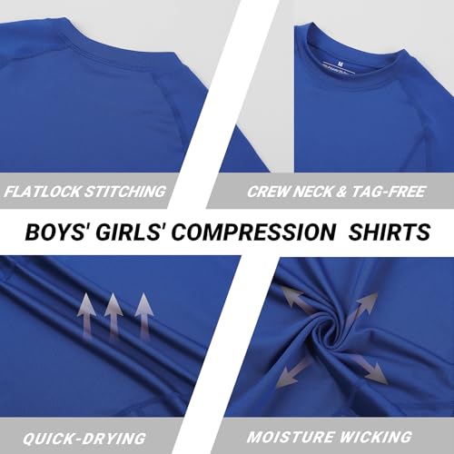 Youth Boys Compression Shirt Short Sleeve Kids Quick Dry Base Layer Undershirt Basketball Athletic T-Shirt