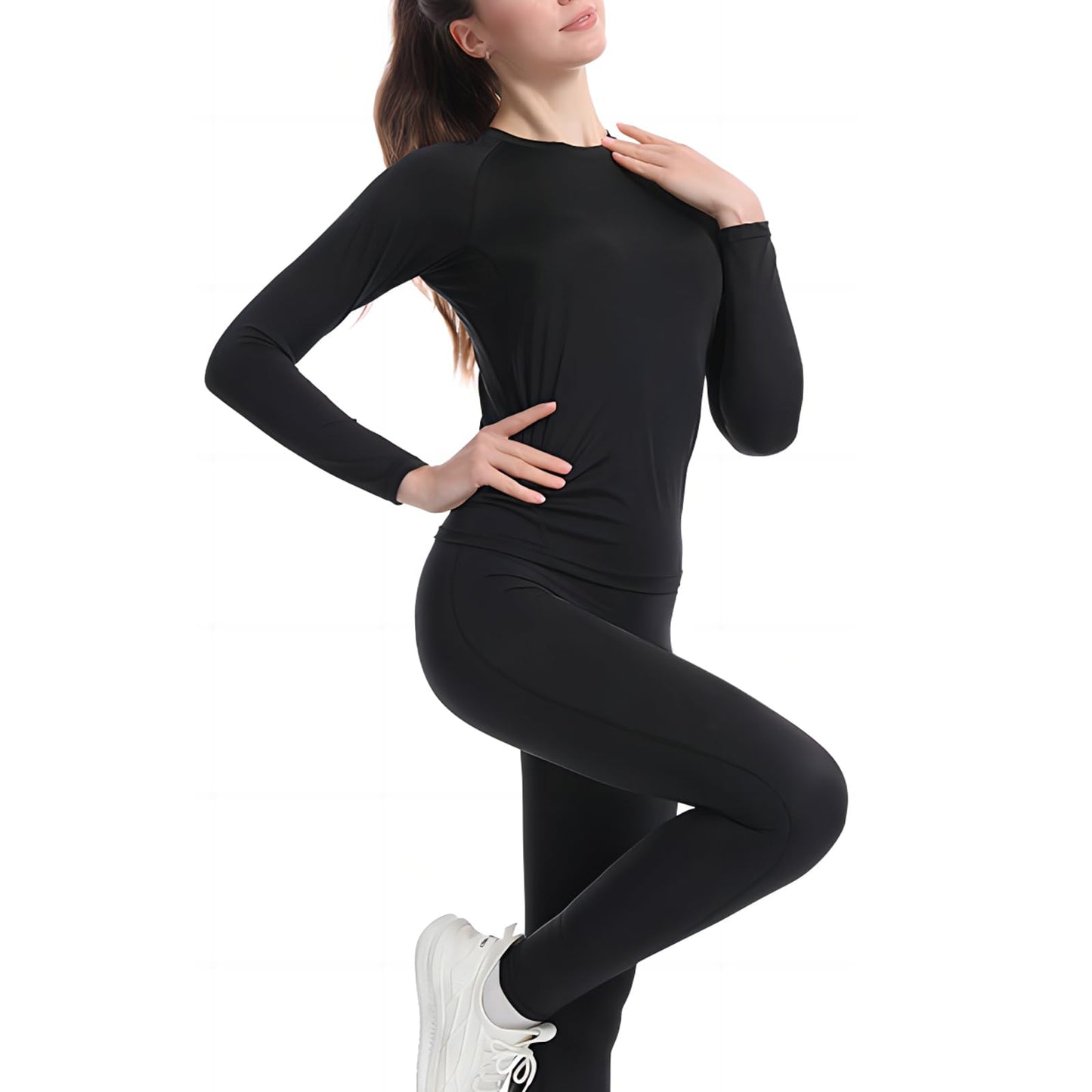 Women's Athletic Compression Long Sleeve Workout Tops Quick Dry Gym Running Yoga Shirts