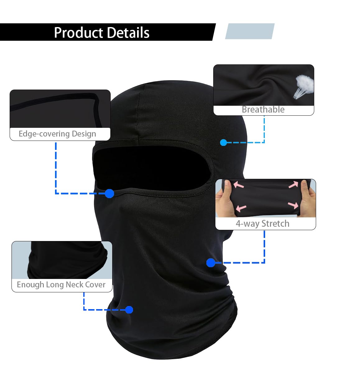 Balaclava Ski Mask, Skull Face Mask, Windproof Dustproof Breathable Soft Stretchable for Men Women