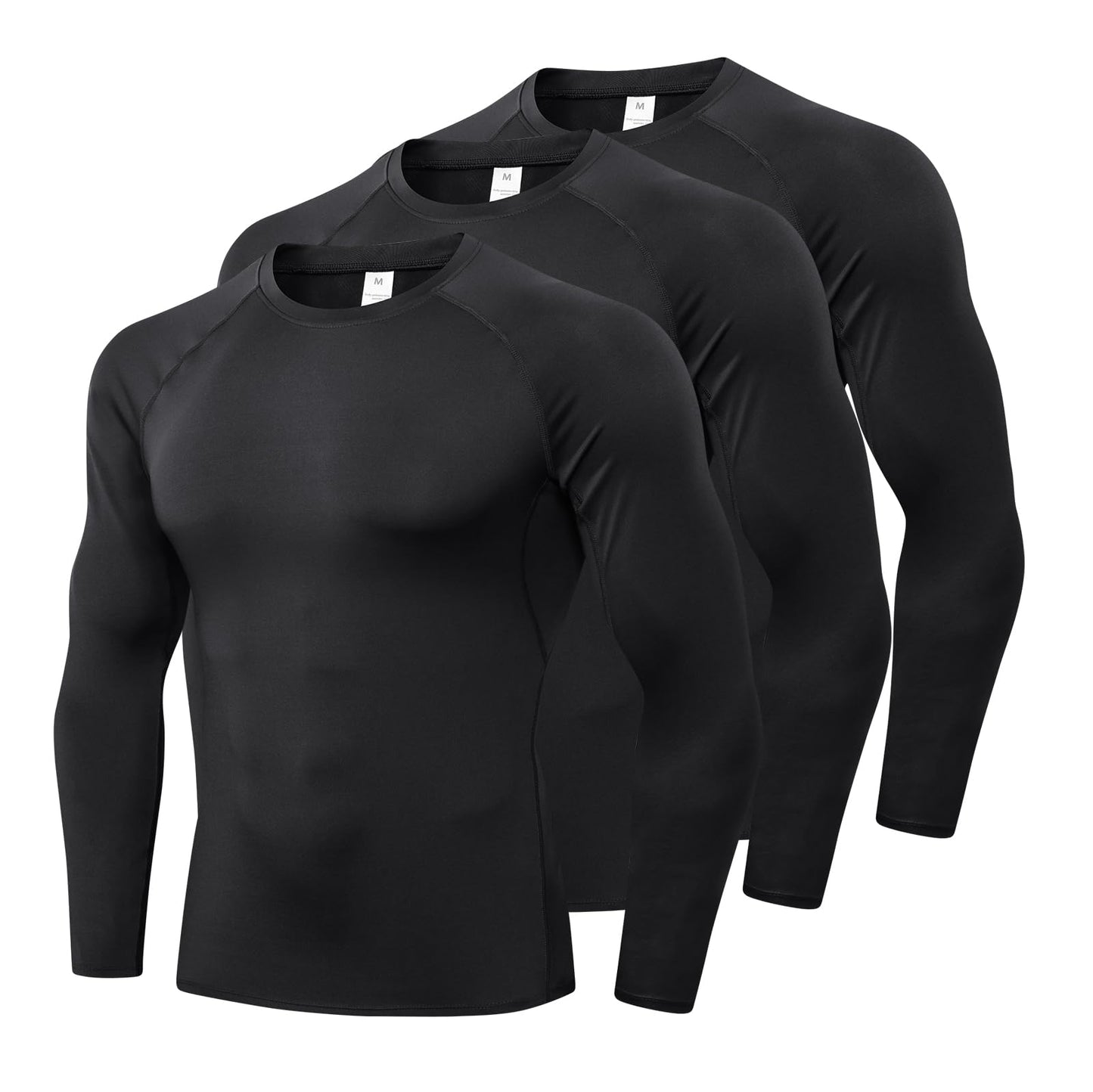 1/3 Pack Mens Compression Shirts Athletic Long Sleeve Sports Running Tops Workout Baselayer Undershirts