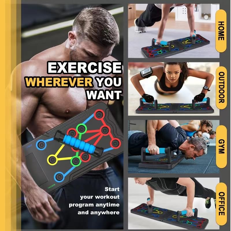 Solid Push Up Board 15 in 1 Home Workout Equipment Multi-Functional Pushup Stands System Fitness Floor Chest Muscle Exercise Professional Equipment Burn Fat Strength Training Arm Men & Women Weights