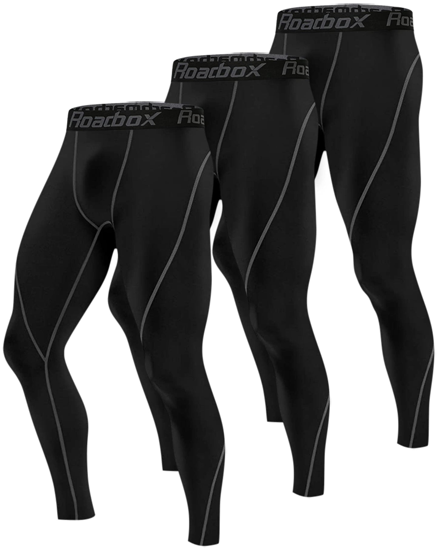 Roadbox 1, 2 or 3 Pack Men's Compression Pants Athletic Base Layer Cycling Tights Leggings for Running Yoga Basketball