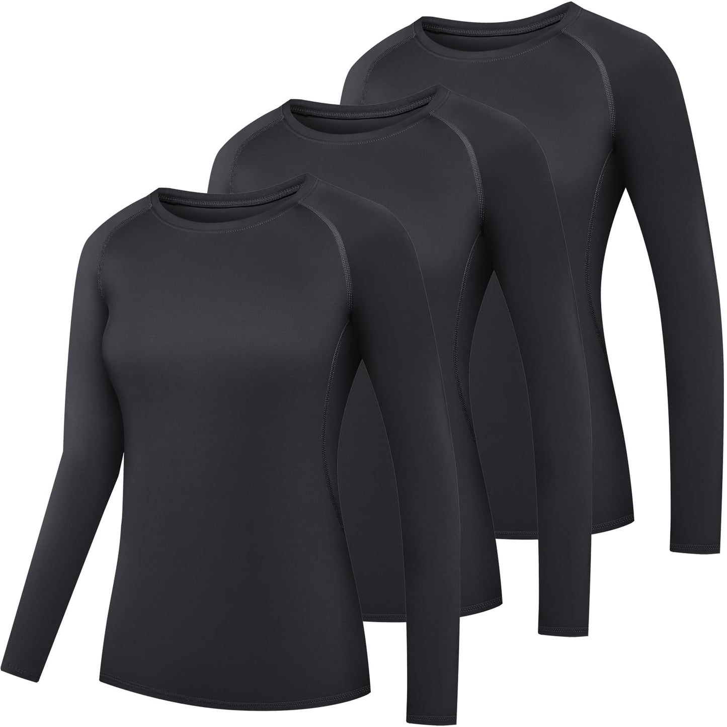 Women's Athletic Compression Long Sleeve Workout Tops Quick Dry Gym Running Yoga Shirts