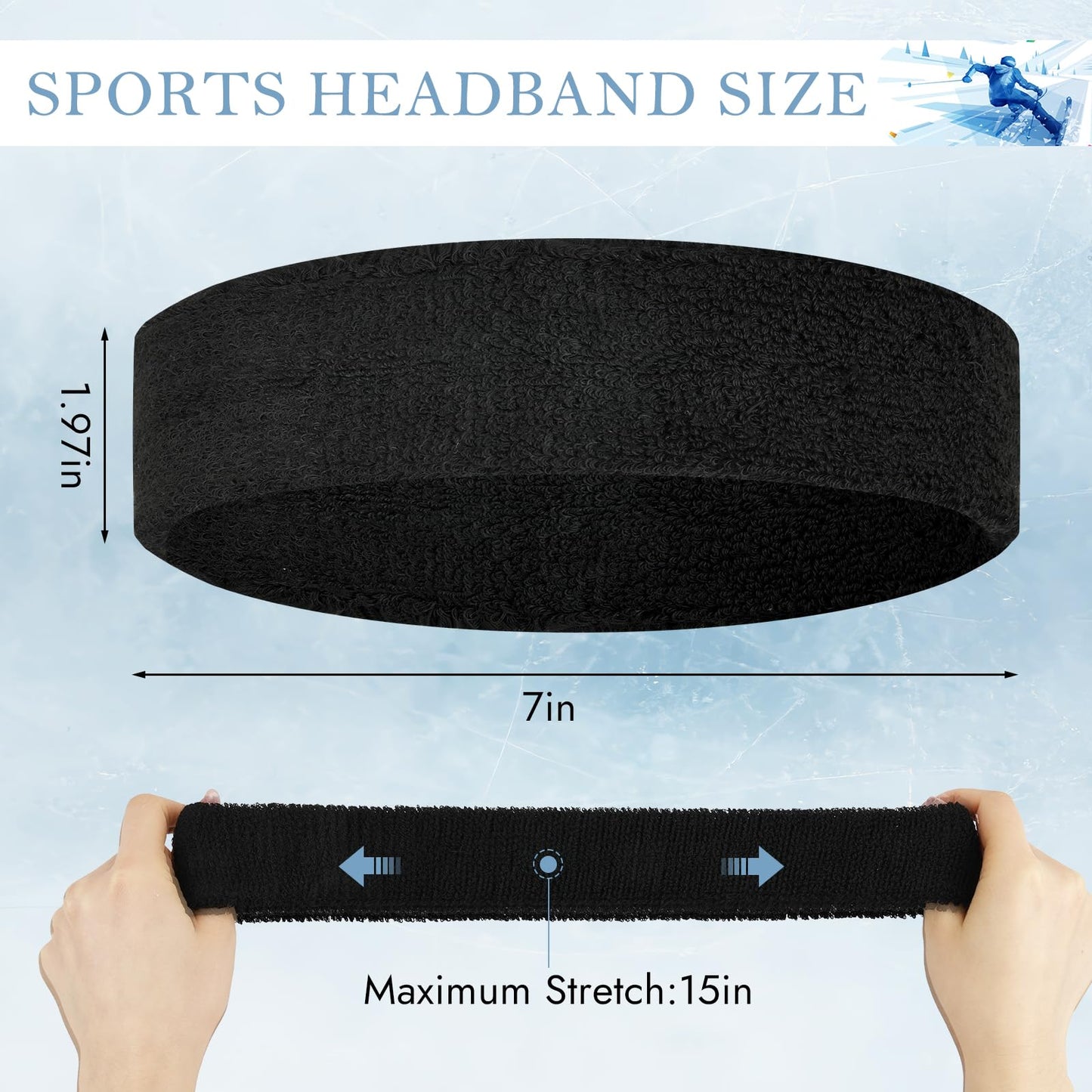 4 Pack Headbands for Men, Sweat Bands Headbands Men & Women, Cotton Terry Sweat Bands for Tennis, Basketball, Running, Gym, Working Out