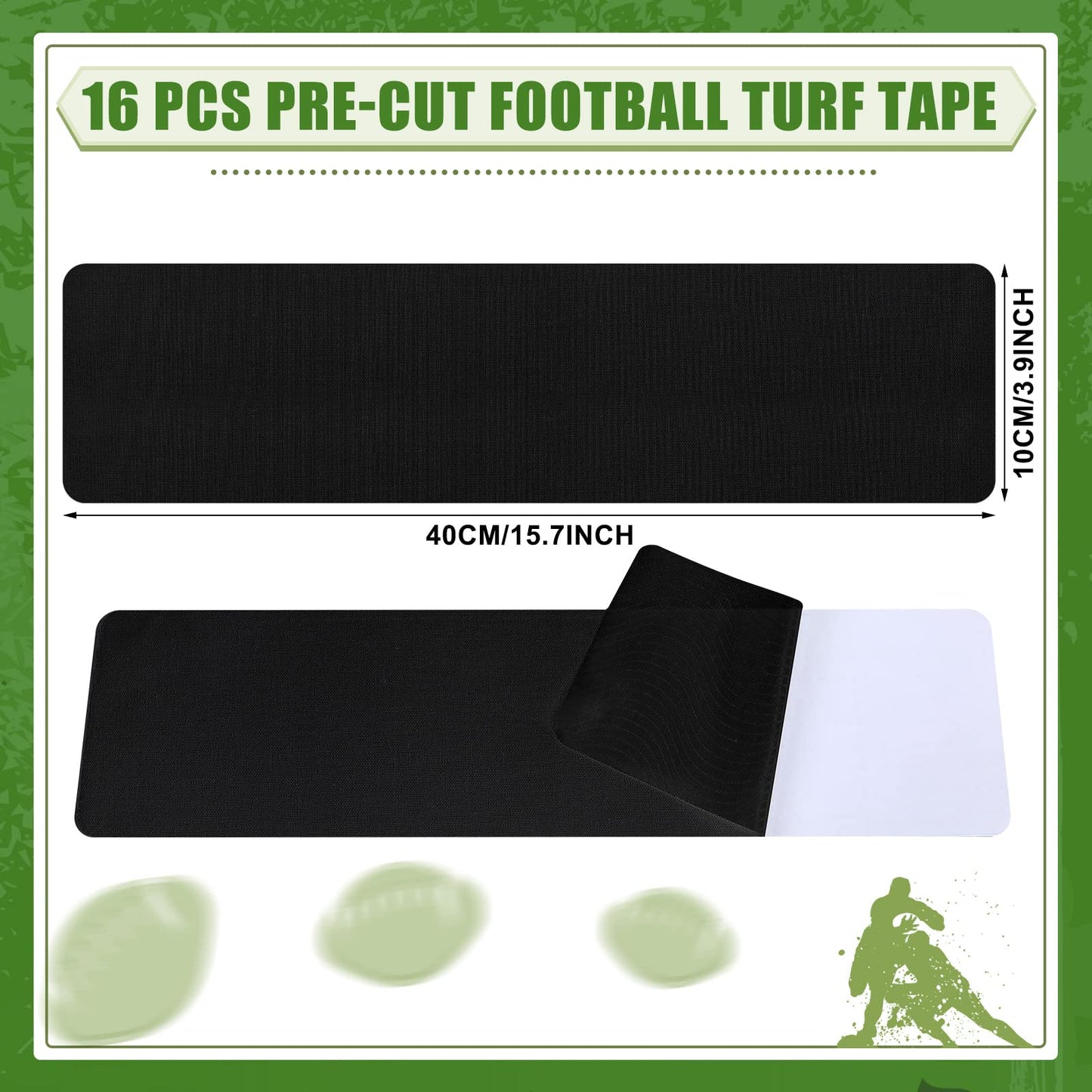 16 Pcs Athletic Sports Tape Football Turf Tape No Sticky Residue Extra Wide Athletic Tape Waterproof Sports Tape for Athlete Sport Trainers, 15.75 x 3.94 Inch (White)