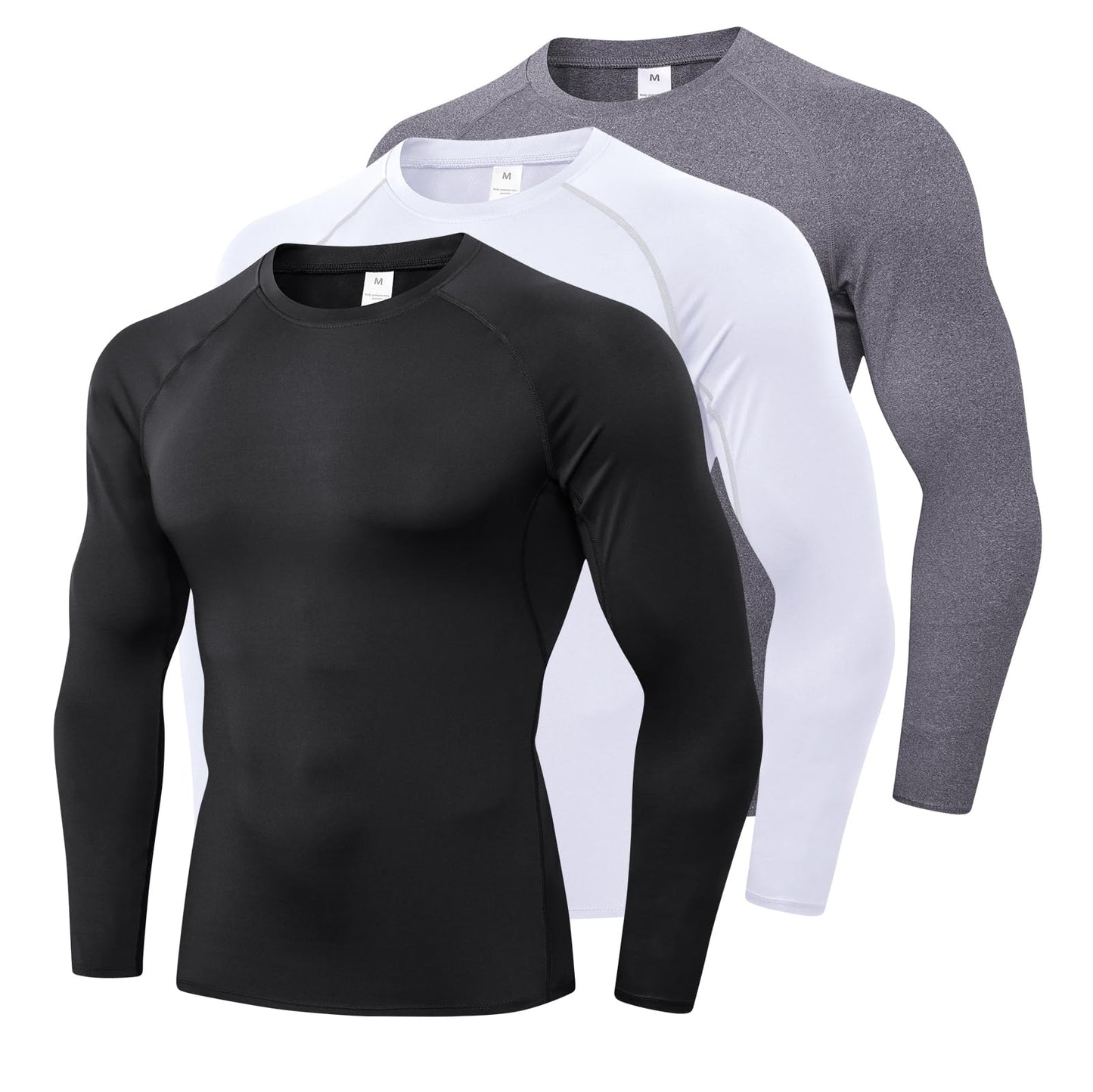 1/3 Pack Mens Compression Shirts Athletic Long Sleeve Sports Running Tops Workout Baselayer Undershirts