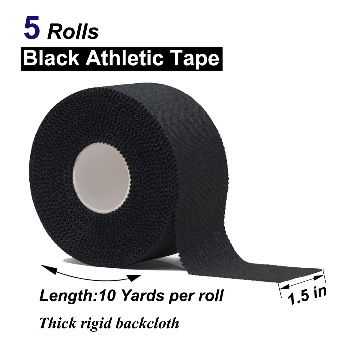 Athletic Tape,5 Pack White Sports Tape,Very Strong No Sticky Residue Wrist Ankle Tape for Gymnastics Boxing Lacrosse Climbing Hockey Bat Injuries Medical (1.5 Inches)