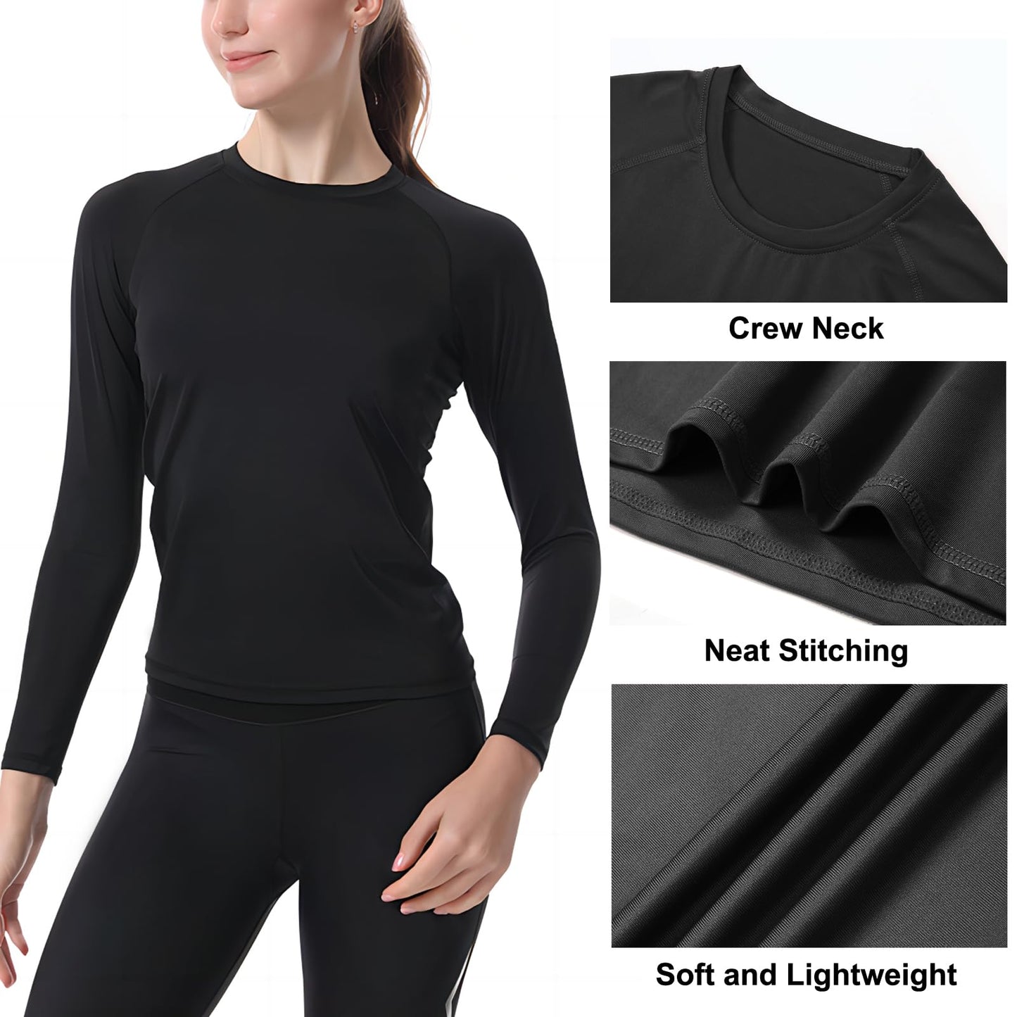 Women's Athletic Compression Long Sleeve Workout Tops Quick Dry Gym Running Yoga Shirts